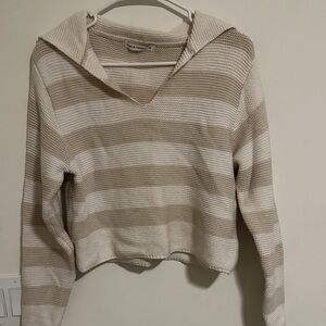 moon & madison Beige and Cream V-Neck Sweater